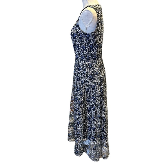 Tahari Womens Navy Blue Floral Embroiled Sleeveless Midi Summer Dress Size 6 - Picture 2 of 11